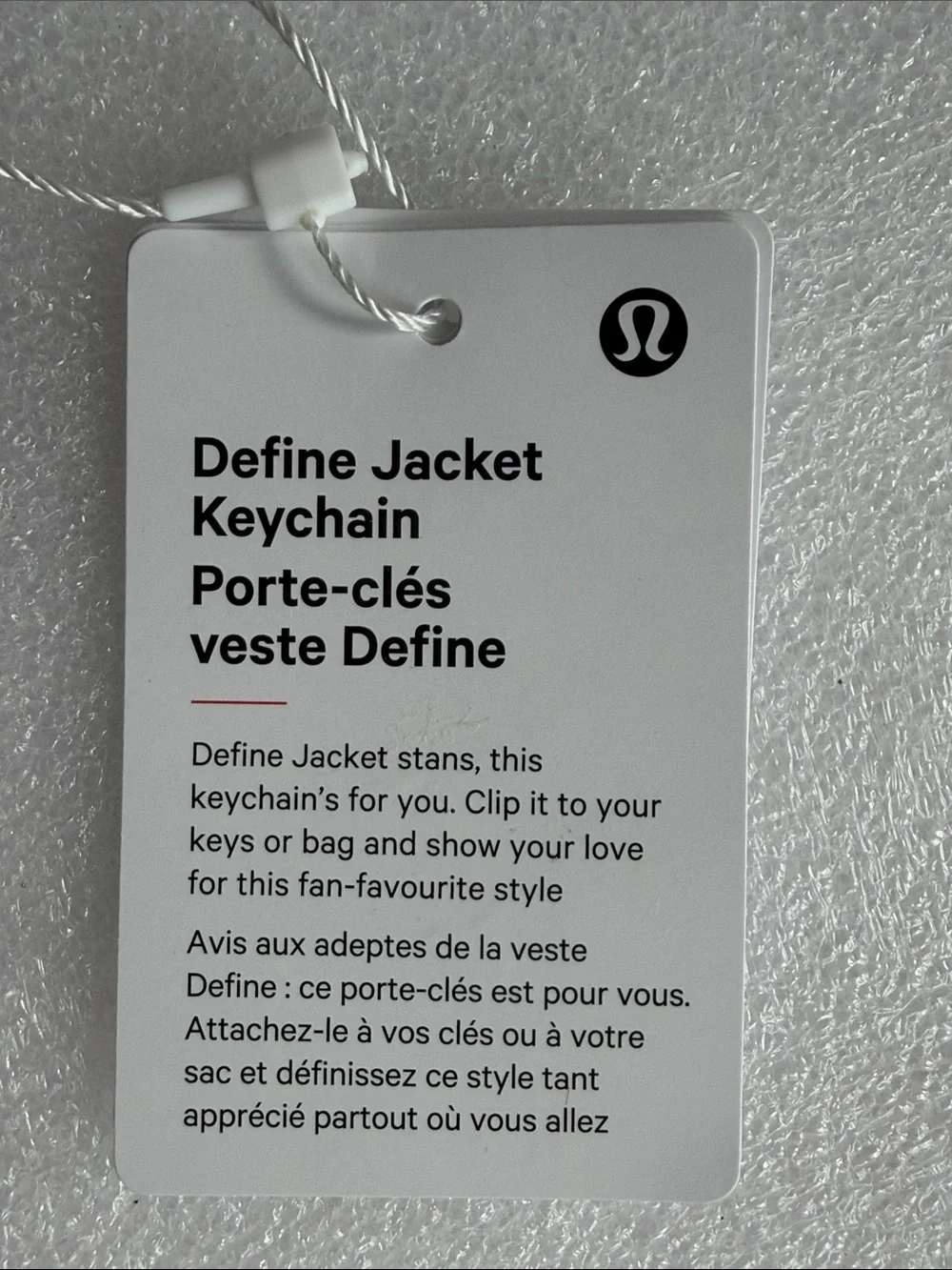 🆕 LULULEMON Define Jacket Keychain Cranberry Charm/Silver NWT